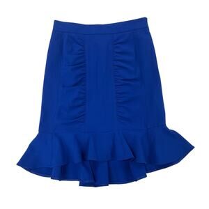 Anthropologie HD in Paris Royal Blue Ruched Ruffle Mini Skirt Womens 0
